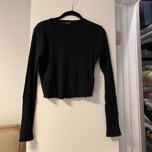 Topshop black cropped top lettuce edge